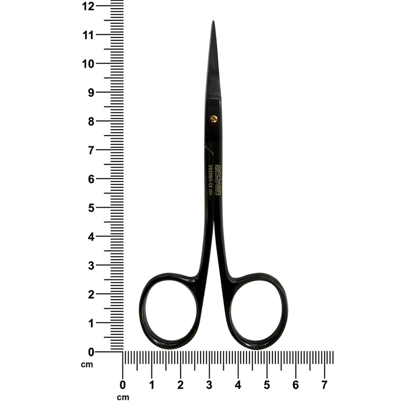 Ciseaux chirurgicaux Iris Power Bow – Courbés, 11,5 cm (4,5 po), Points de suture – Titane noir