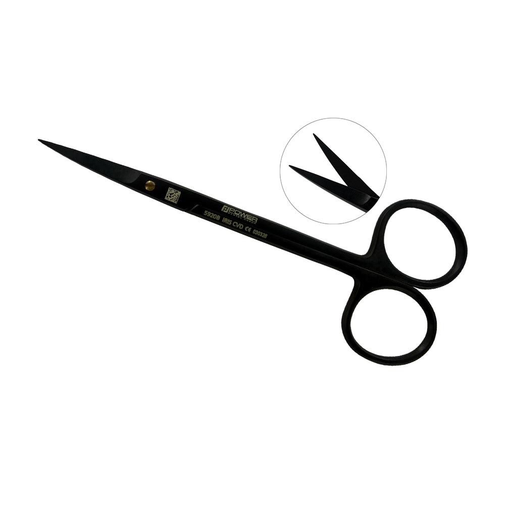 Ciseaux à suture Iris Super Cut – Courbés, 11,5 cm (4,5 po) – Titane noir