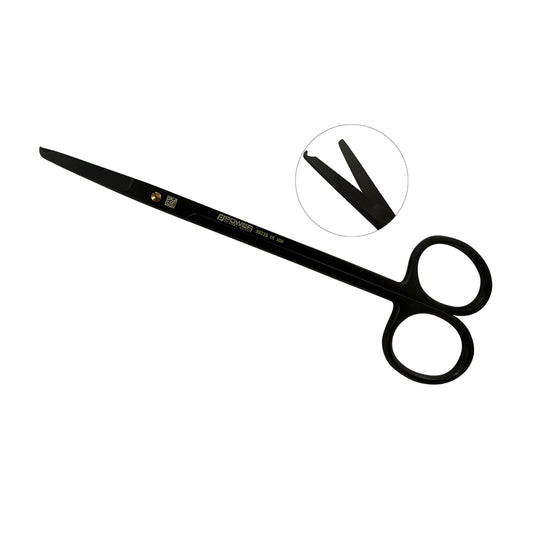 Tijeras de sutura con muescas de corte súper delgado – Rectas, 15.5 cm (6.1 pulgadas) – Titanio negro