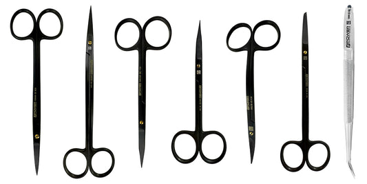 Super Cut Scissors Set  Suture, Black Edition, 7 Pieces