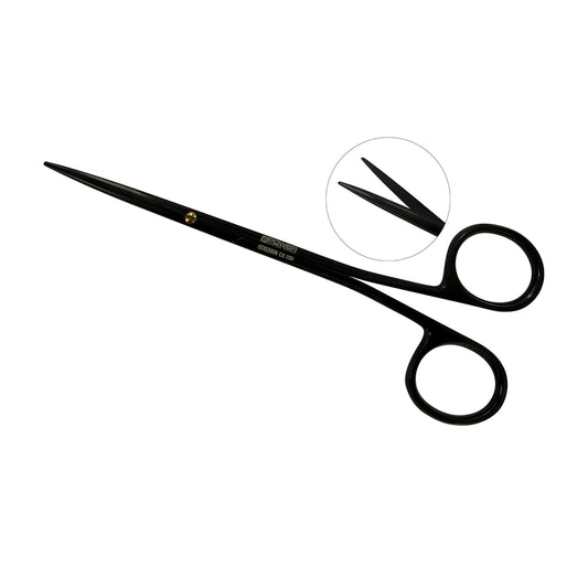 Tijeras Metzenbaum Power Bow de titanio, rectas, 15 cm, edición negra 