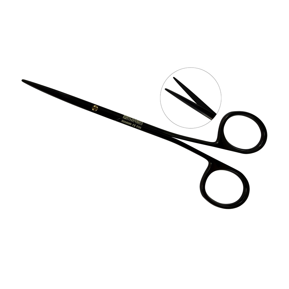 Tijeras Metzenbaum Power Bow de titanio, curvas, 15 cm, edición negra 