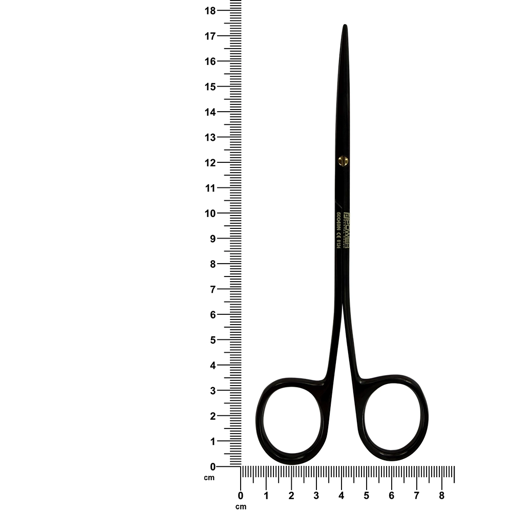 Tijeras Metzenbaum Power Bow de titanio, curvas, 15 cm, edición negra 