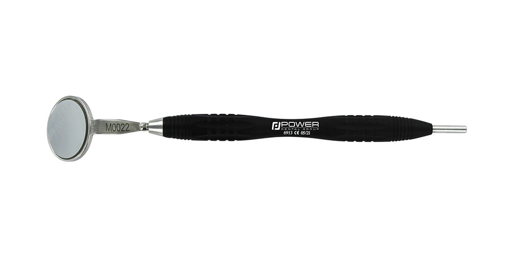 Ergo Ø10 mm Black Edition dental mirror handle with cone socket and blunt metal end, SKU 6913