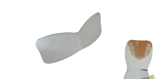 Double-ended adult and child occlusal photographic stainless steel mirror, 180 × 70 mm, SKU 6952B