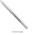 Close-up of 6EZ Ø10 mm mirror handle with 0–45 mm measurement scale