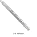 Close-up of 6EZ Ø10 mm mirror handle with 0–45 mm measurement scale