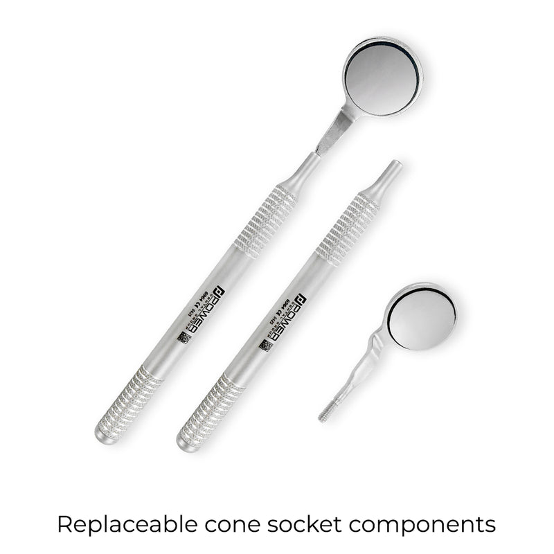 Dental Mirror #5 with separate 6EZ Ø10 mm handle and Ø26.5 mm double-sided cone socket mirror head