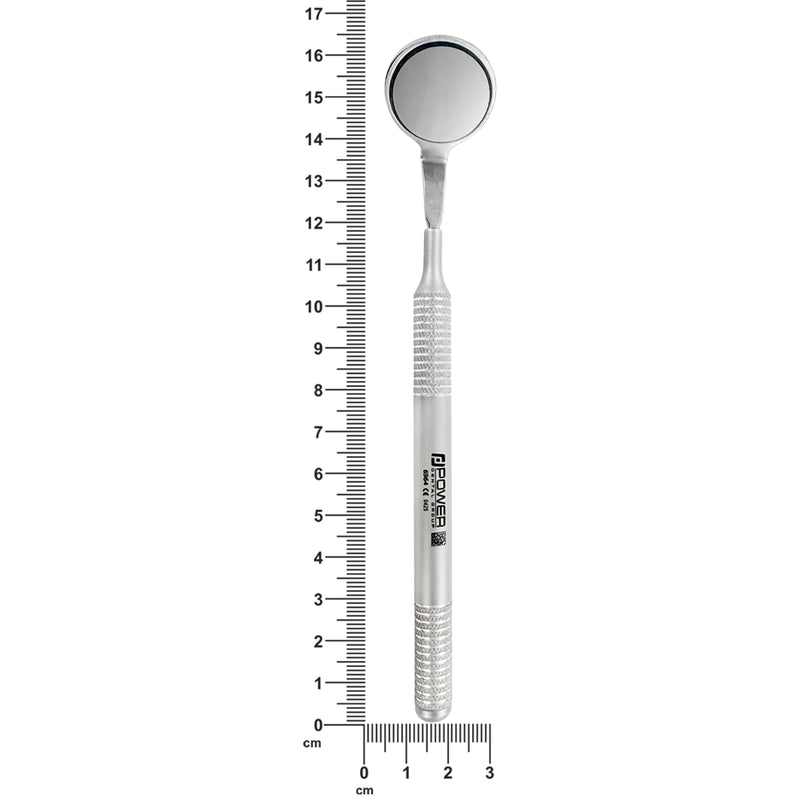 Double-sided Dental Mirror #5 with 6EZ Ø10 mm handle showing 16.4 cm overall length
