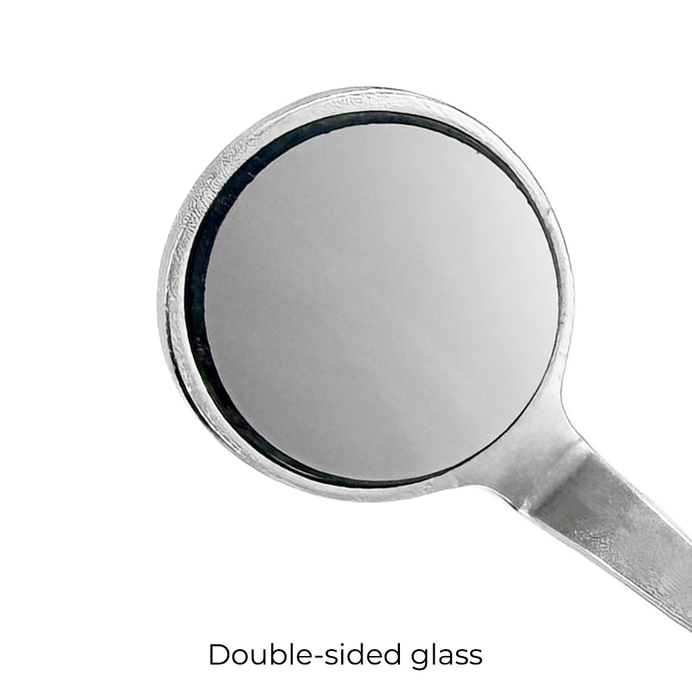 Close-up of #5 Ø26.5 mm double-sided glass dental mirror head
