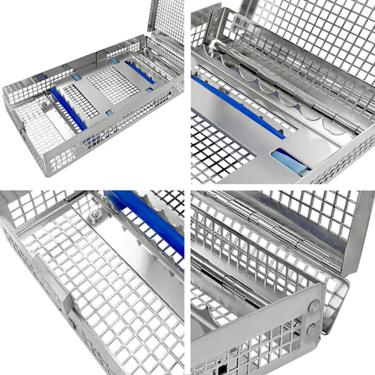 Double-Hinged Instrument Cassette – Holds 16 Instruments, Double Rack, 8.0 × 4.5 × 1.2 in (203 × 114 × 31 mm)
