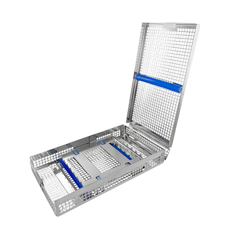 Casete de instrumentos con doble bisagra: 16 instrumentos, doble rack