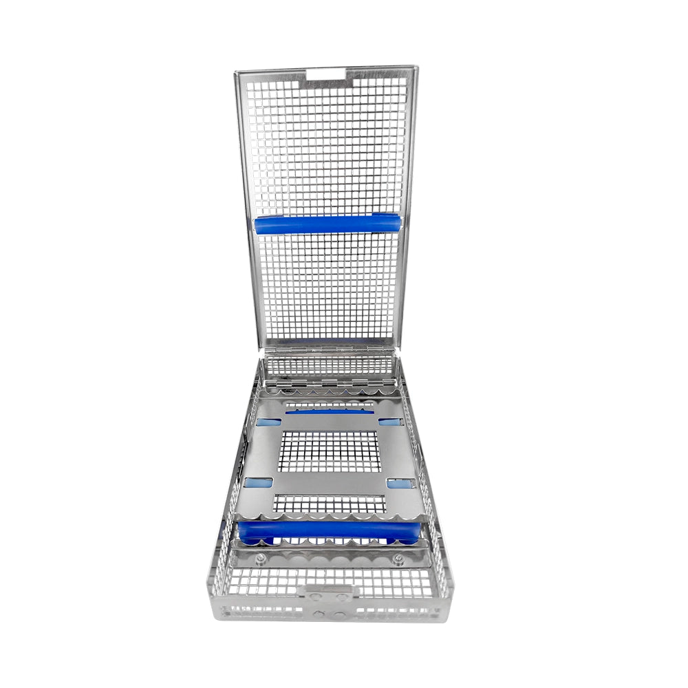 Casete de instrumentos con doble bisagra: 16 instrumentos, doble rack