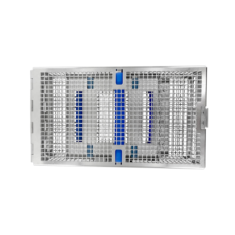Casete de instrumentos con doble bisagra: 16 instrumentos, doble rack