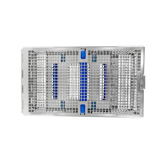 Double-Hinged Instrument Cassette – Holds 16 Instruments, Double Rack, 8.0 × 4.5 × 1.2 in (203 × 114 × 31 mm)