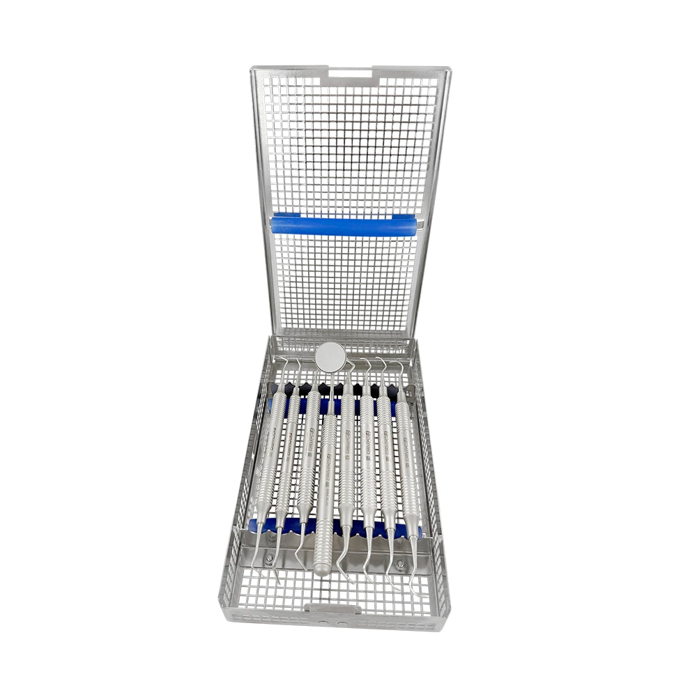 Cassette à double charnière pour instruments – 8 instruments, rack simple haut