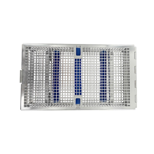 Double-Hinged Instrument Cassette – Holds 8 Instruments, Single Tall Rack, 8.0 × 4.5 × 1.2 in (203 × 114 × 31 mm)