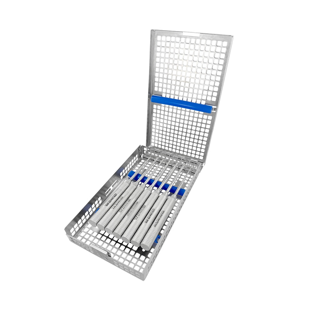 Double-Hinged Utility Cassette – Holds 10 Instruments, 8.0 × 4.5 × 1.2 in (203 × 114 × 31 mm)