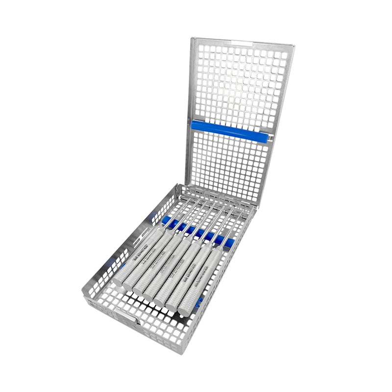 Double-Hinged Utility Cassette – Holds 10 Instruments, 8.0 × 4.5 × 1.2 in (203 × 114 × 31 mm)