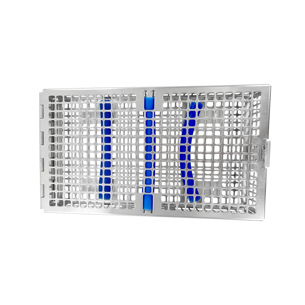 Double-Hinged Utility Cassette – Holds 10 Instruments, 8.0 × 4.5 × 1.2 in (203 × 114 × 31 mm)