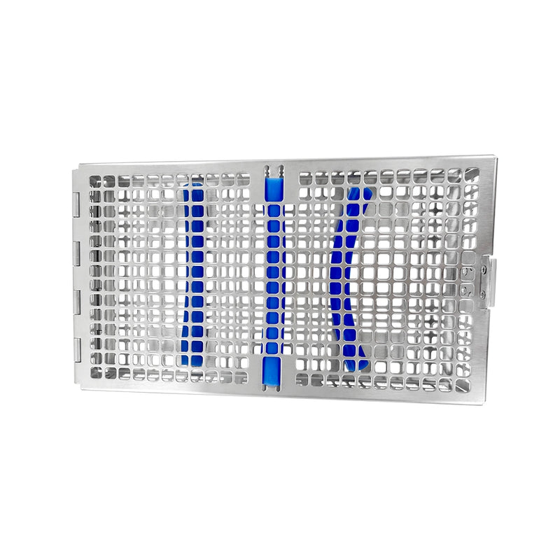 Double-Hinged Utility Cassette – Holds 10 Instruments, 8.0 × 4.5 × 1.2 in (203 × 114 × 31 mm)