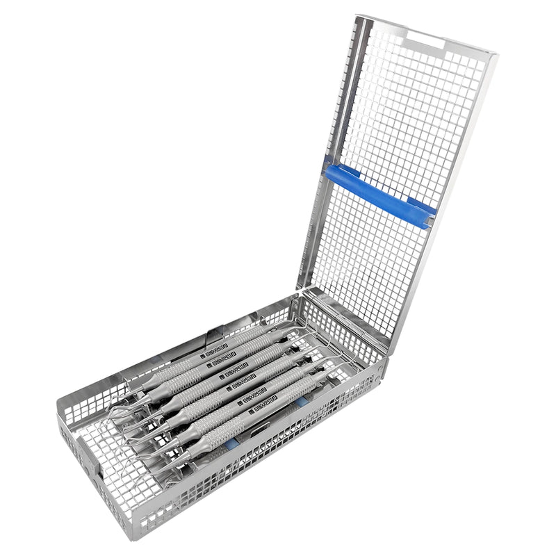 Double-Hinged Instrument Cassette – Holds 12 Instruments, Double Rack, 8.0 × 3.5 × 1.2 in (203 × 90 × 31 mm)