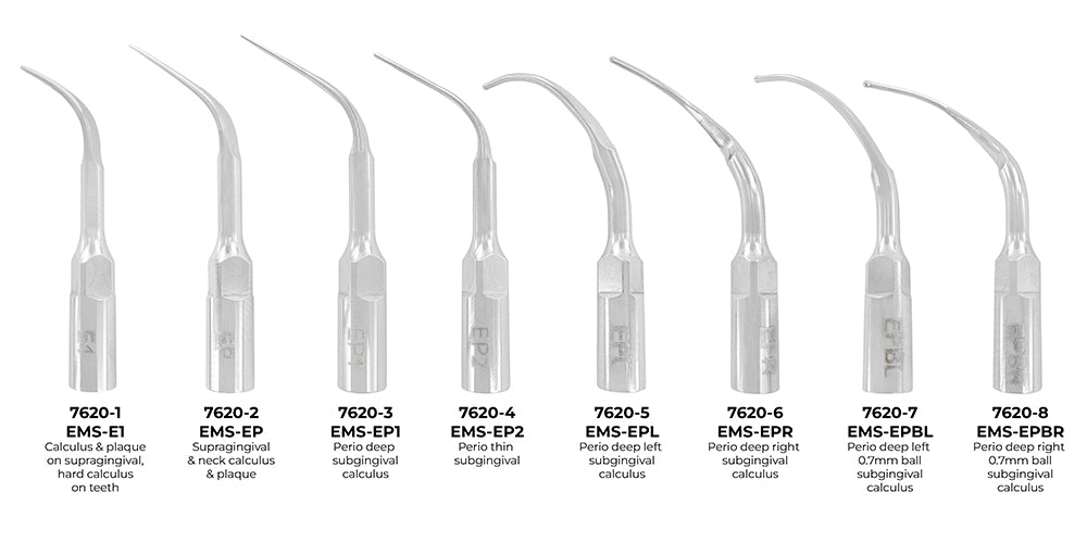 Piezo Scaler Tip Set – EMS, Regular & Perio Deep (8 pcs)