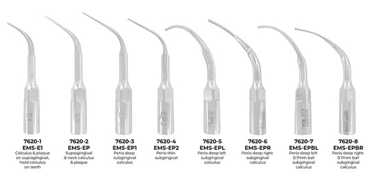 Piezo Scaler Tip Set – EMS, Regular & Perio Deep (8 pcs)