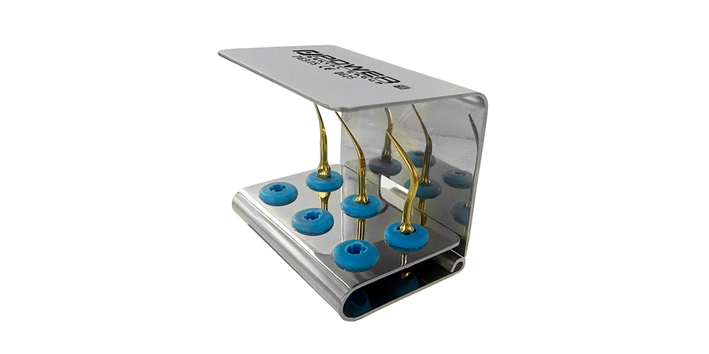 EMS-Compatible Gold Piezo Scaler Tips – Periodontal Kit, Set of 4 with Tip Holder