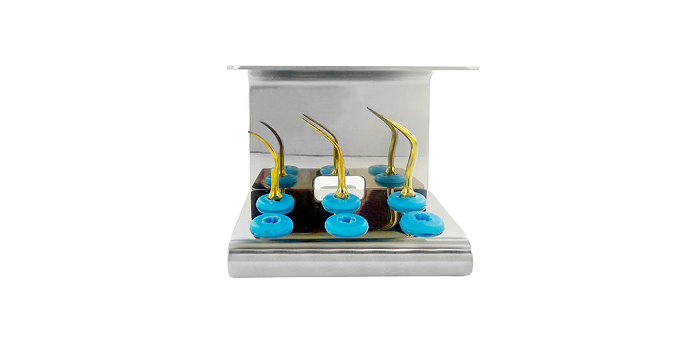 PIEZO SCALER TIPS 7641S SATELEC / NSK REGULAR SCALER PERIODONTICS GOLD SET OF 4 WITH CASSE