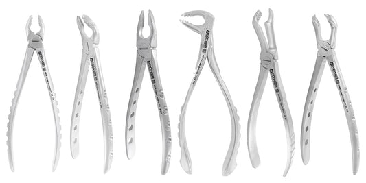 A-TRAUMATIC EXTRACTION FORCEP SET (6EA) CODE: 9006 / BAFO
4974 F1 UPPER PREMOLARS
4975 F2