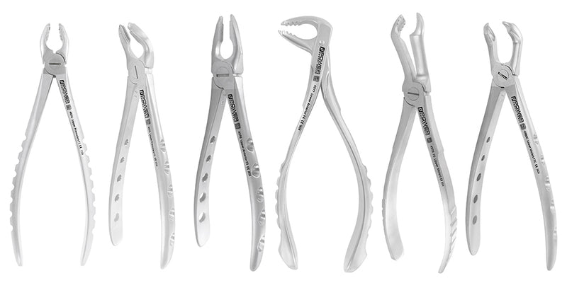A-TRAUMATIC EXTRACTION FORCEP SET (6EA) CODE: 9006 / BAFO
4974 F1 UPPER PREMOLARS
4975 F2