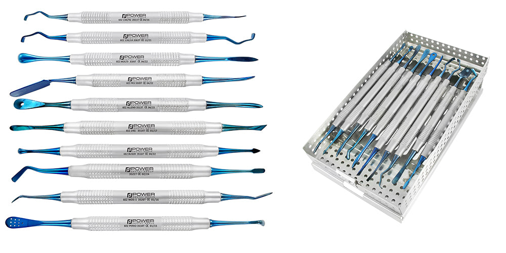 PERIOSTEAL ELEVATORS SET CODE : 9008 / BIBT
BLUE COLOR COATED TIPS
2001T SURGICAL CHISELS
