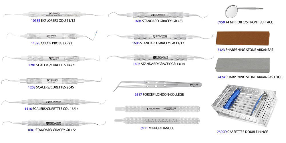 Prophy Instrument Kit  Large, Set of 15 with Cassette and Sharpening Stones