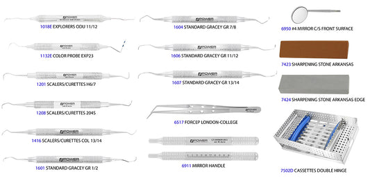 Prophy Instrument Kit  Large, Set of 15 with Cassette and Sharpening Stones