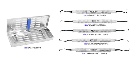 Implant Scaler & Curette Kit - Set of 6 with Cassette