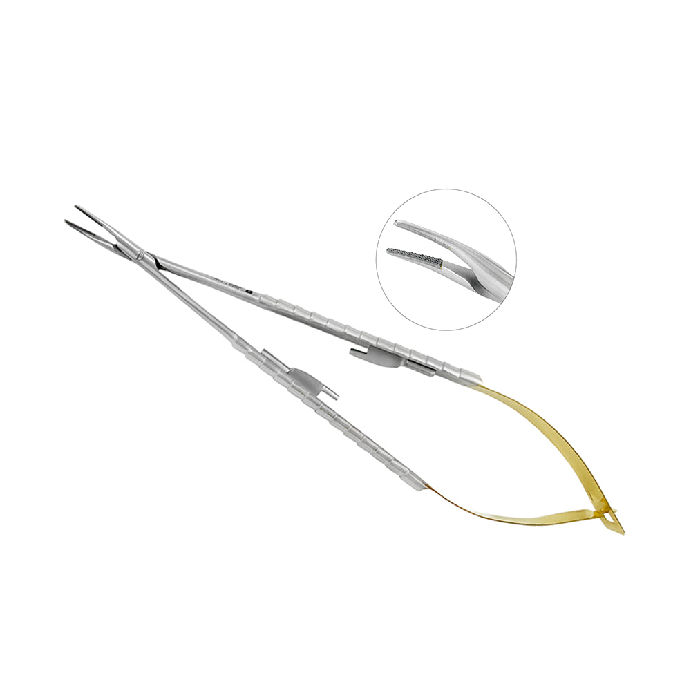 Supremo Castroviejo Needle Holder – 7.1 in (18 cm), Curved – Gold Edition