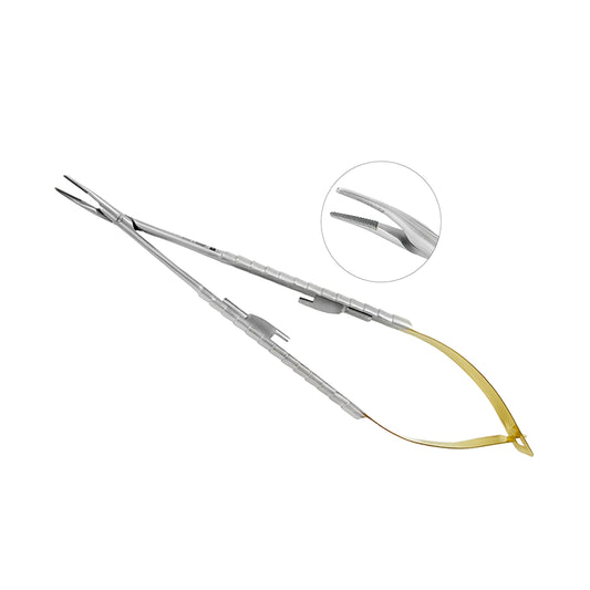 Supremo Castroviejo Needle Holder – 7.1 in (18 cm), Curved – Gold Edition