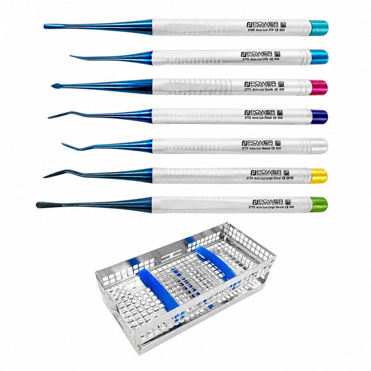 Accu Lux-Tome luxating elevator kit titanium set of 7 instruments with color-coded handles