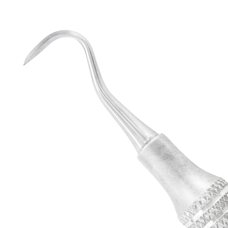 Close-up of the curved pointed U15 Towner sickle scaler working tip, SKU 1160