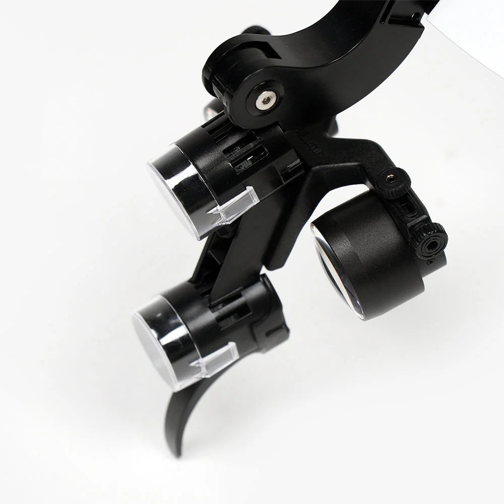 Alternate view of BiLumix BLUM-2 Standard 2.5× loupe mounted on a BiLumix headlamp, sold separately