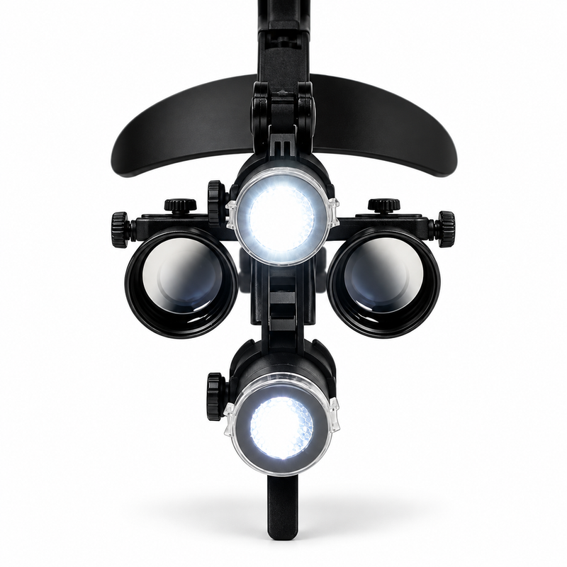 BiLumix BLUM-2 2.5× Standard loupe attached to a compatible BiLumix LED headlamp; headlamp sold separately