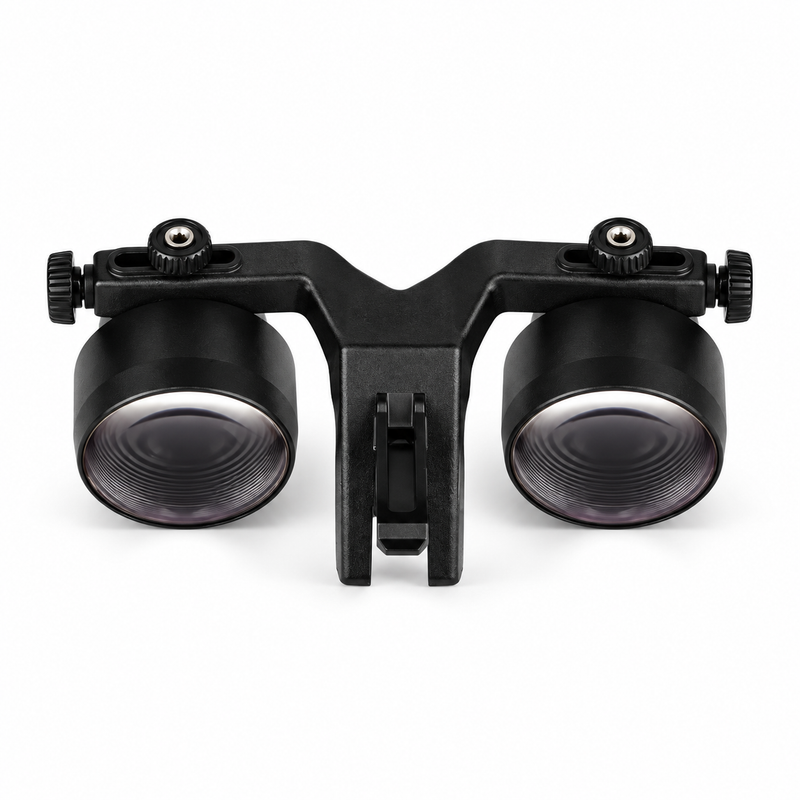 Front view of BiLumix BLUM-2 2.5× Standard macroscopic loupe showing its dual magnification lenses