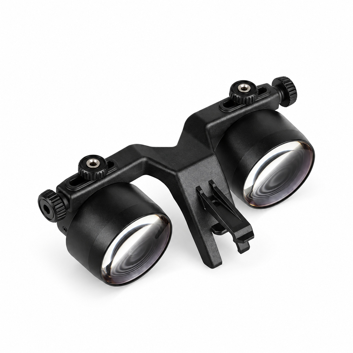 BiLumix BLUM-2 Standard 2.5× macroscopic dental loupe with dual optical barrels and mounting bracket on a white background