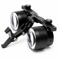 Alternate view of the BiLumix BLUM-2A 2.5× FLEX loupe highlighting its optical barrels and adjustable mount
