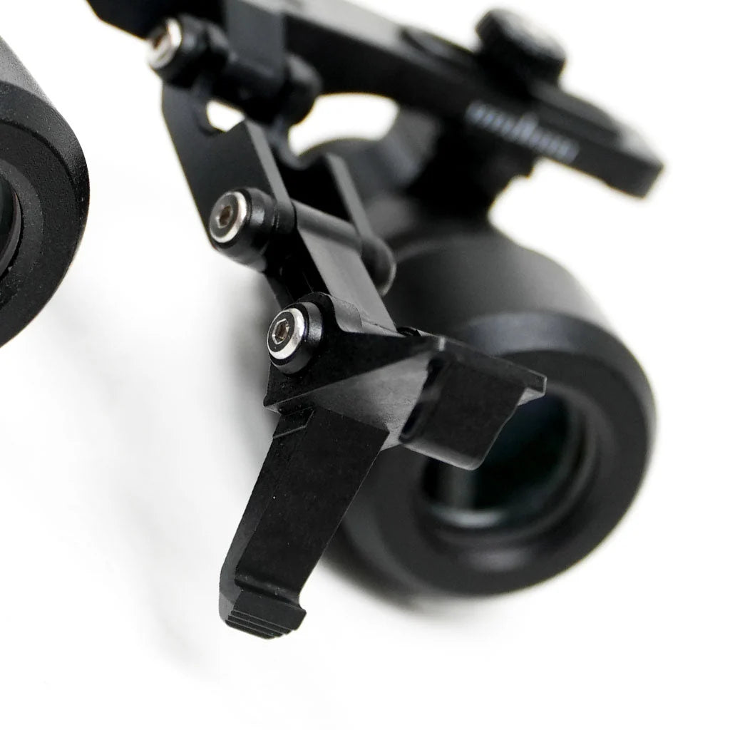 Detailed view of the BiLumix BLUM-3A FLEX 4.0× loupe optical housings and adjustment hardware