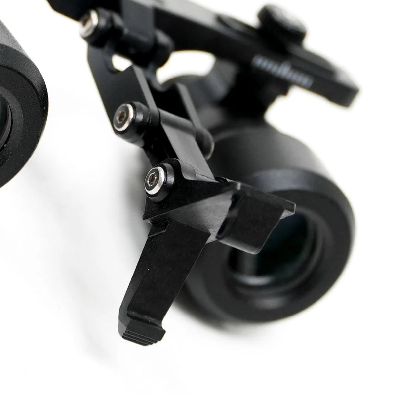 Detailed view of the BiLumix BLUM-3A FLEX 4.0× loupe optical housings and adjustment hardware
