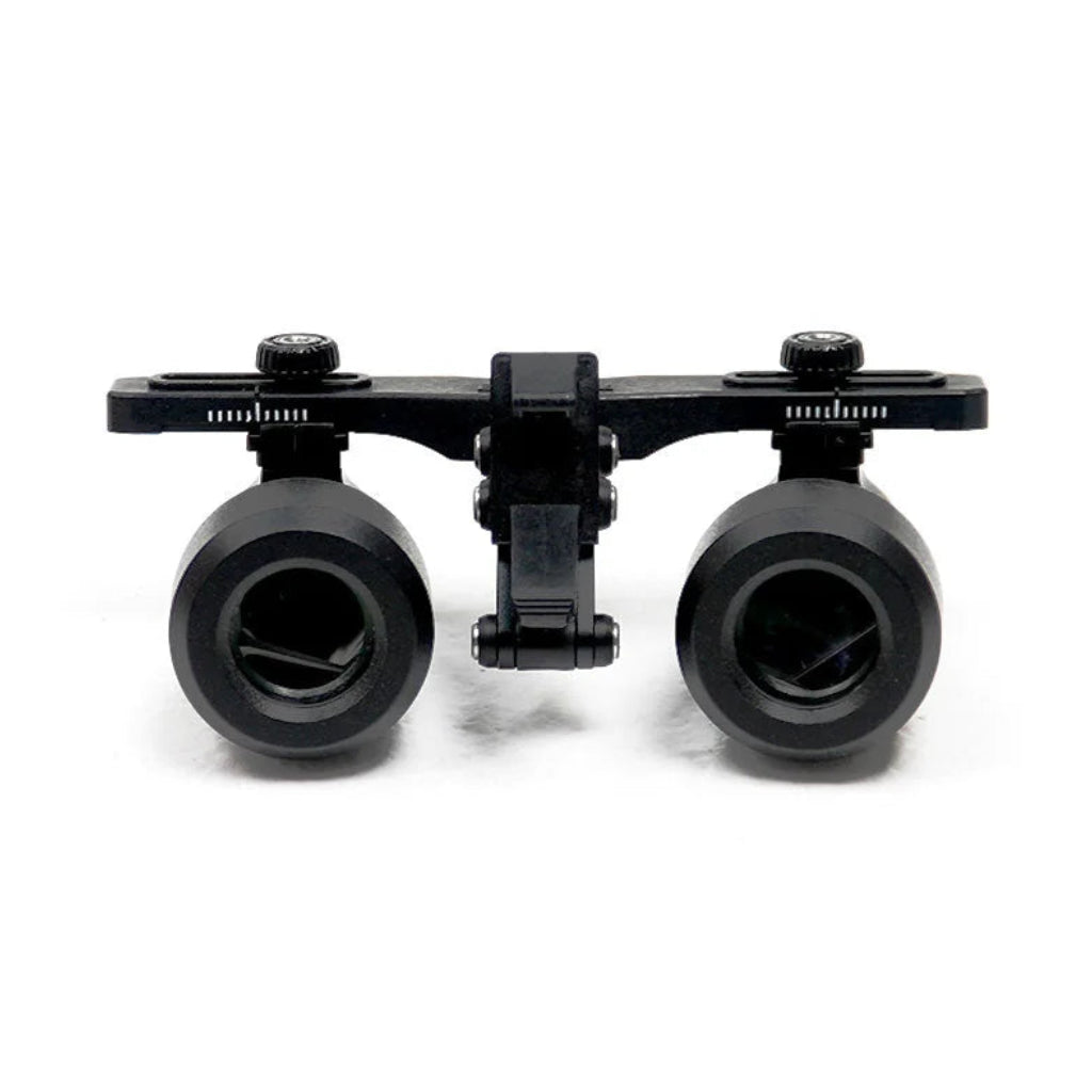 Front view of BiLumix BLUM-3A 4.0× FLEX loupe showing its dual high-magnification optical modules