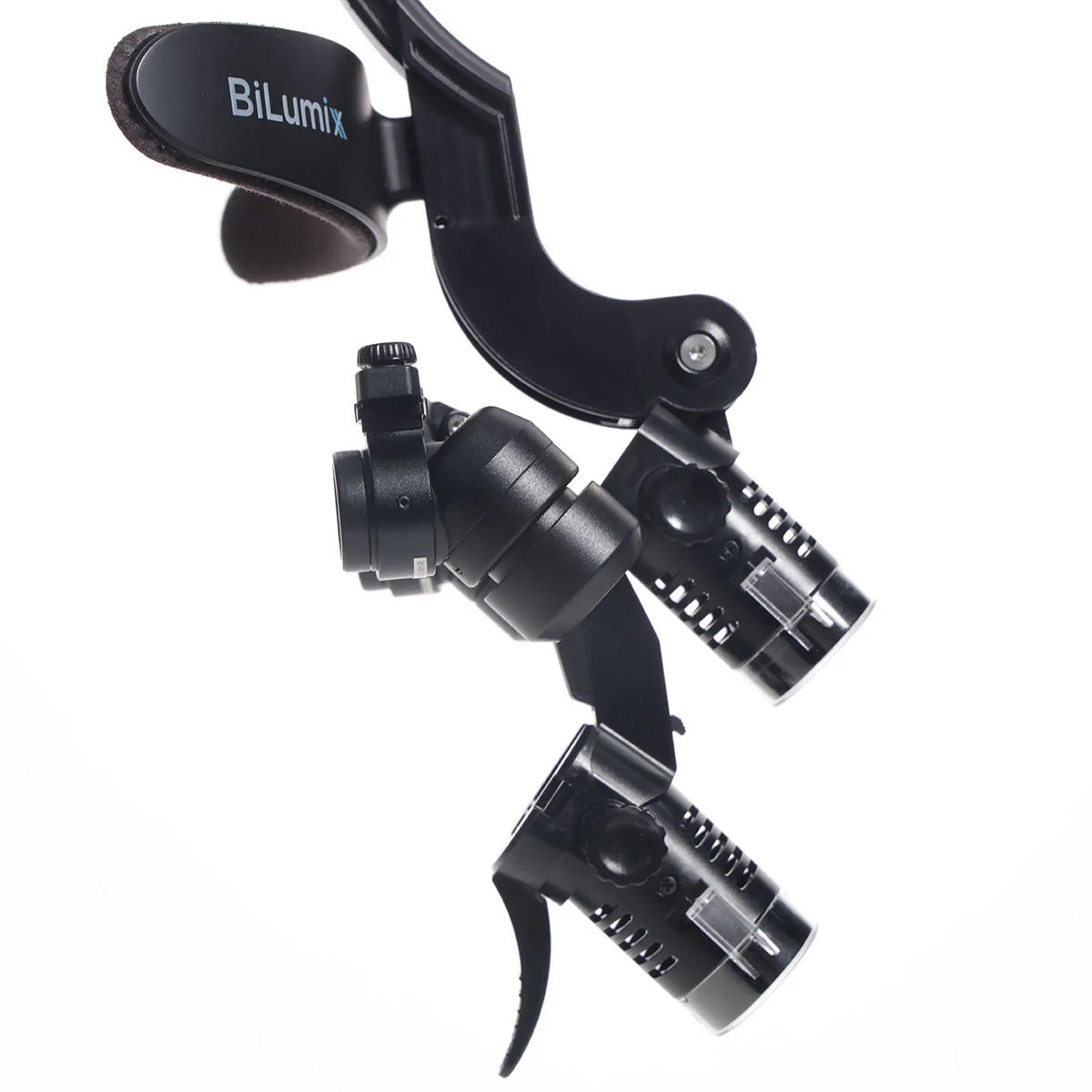 BiLumix Ergonomic Prismatic Loupe 3.0× – diagonal mounted view with adjustable hinge