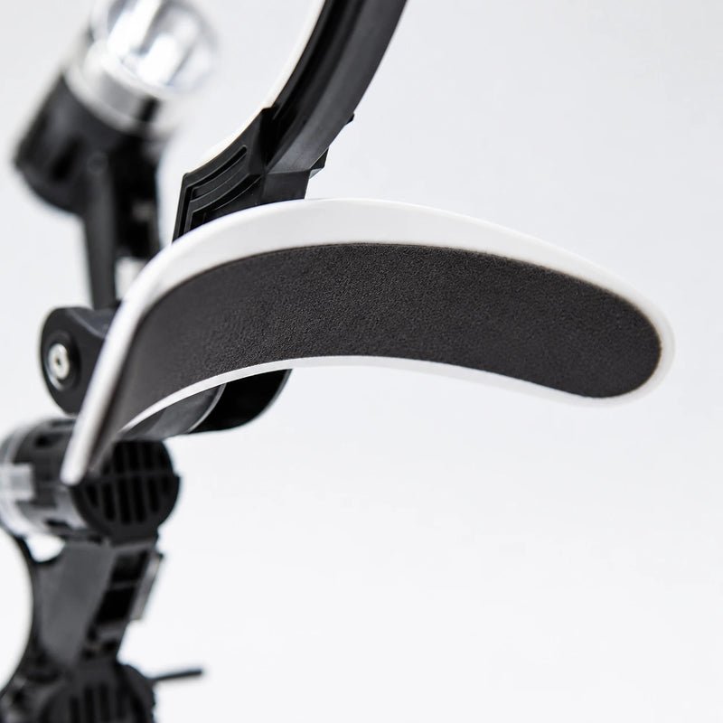 Close-up of the BiLumix forehead plate with removable forehead cushion attached